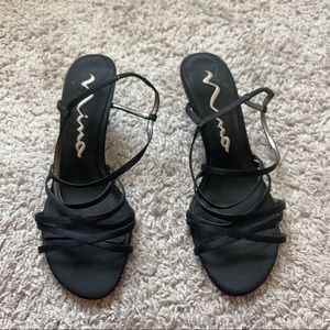 Black strappy kitten heels US size 7